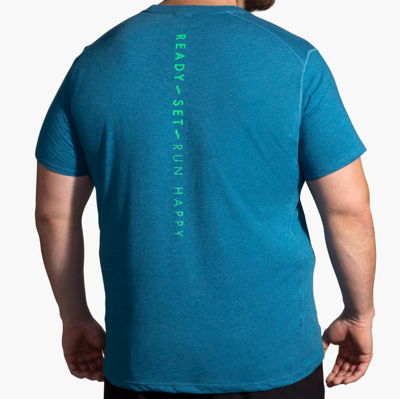 تیشرت ورزشی مردانه بروکس Brooks Distance short sleeve اقیانوسی