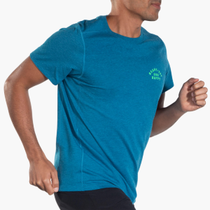 تیشرت ورزشی مردانه بروکس Brooks Distance short sleeve اقیانوسی