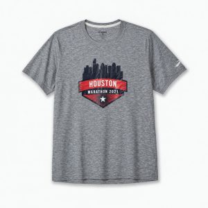 تیشرت ورزشی مردانه بروکس Brooks Distance Graphic short sleeve 02 طوسی طرح دار