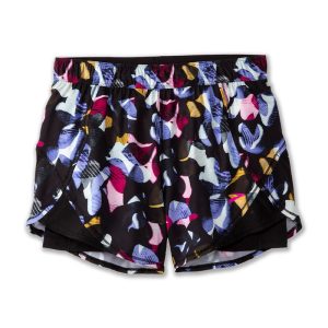 شورت ورزشی زنانه کشاله دار بروکس Brooks Chaser 5 2-in-1 Short مشکی طرح دار