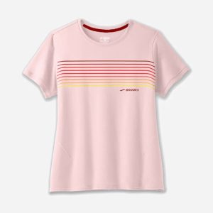 تیشرت ورزشی زنانه بروکس Brooks Distance Short Sleeve 2 گلبهی