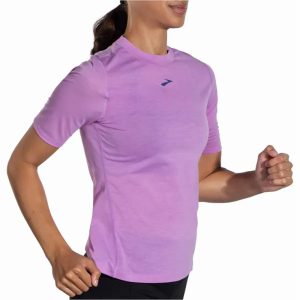 تیشرت ورزشی زنانه بروکس Brooks High Point Short Sleeve بنفش روشن
