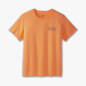 تیشرت ورزشی مردانه بروکس Brooks Distance Short Sleeve 2 نارنجی شبرنگی