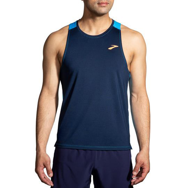 تاپ ورزشی مردانه بروکس Brooks Atmosphere Singlet آبی سرمه ای