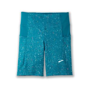 شورت تایت ورزشی زنانه بروکس Brooks Method 8 Short Tight آبی طرح دار