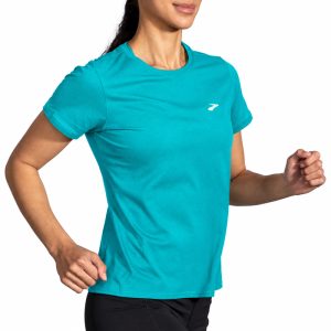 تیشرت ورزشی زنانه بروکس Brooks Distance Short Sleeve 2 سبز آبی