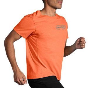 تیشرت ورزشی مردانه بروکس Brooks Distance Short Sleeve 2 نارنجی شبرنگی