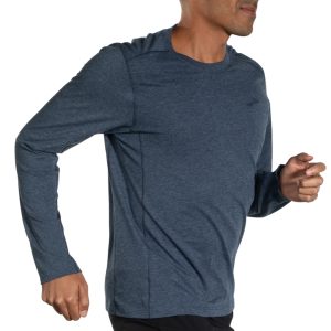 بلوز ورزشی مردانه بروکس Brooks Distance Long Sleeve 2 سرمه ای ملانژ