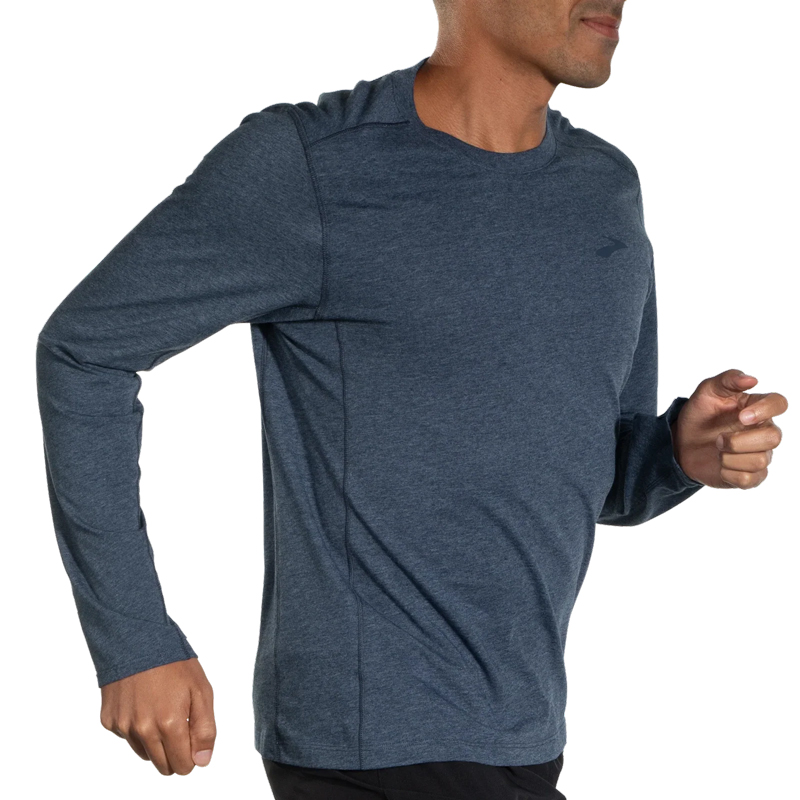 بلوز ورزشی مردانه بروکس Brooks Distance Long Sleeve 2 سرمه ای ملانژ