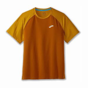 تیشرت ورزشی مردانه بروکس Brooks Atmosphere short sleeve قهوه ای خردلی