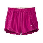 شورت ورزشی زنانه کشاله دار بروکس Brooks Chaser 5 2-in-1 Short سرخابی