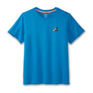 تیشرت ورزشی مردانه بروکس Brooks Distance Short Sleeve 2 آبی