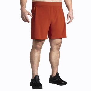 شورت ورزشی مردانه کشاله دار بروکس Brooks Sherpa 7 2-in-1 01 آجری