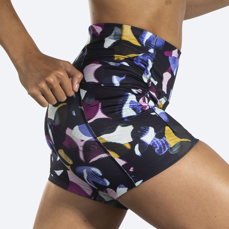 شورت تایت ورزشی زنانه بروکس Brooks Method 5 Short Tight مشکی طرح دار