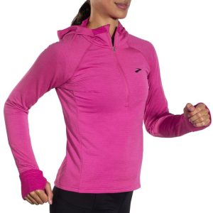 نیم زیپ ورزشی زنانه بروکس Brooks Notch Thermal Hoodie 2 صورتی