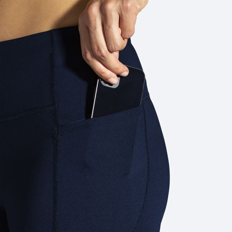 شورت تایت ورزشی زنانه بروکس Brooks Moment 5 short Tight 01 سرمه ای