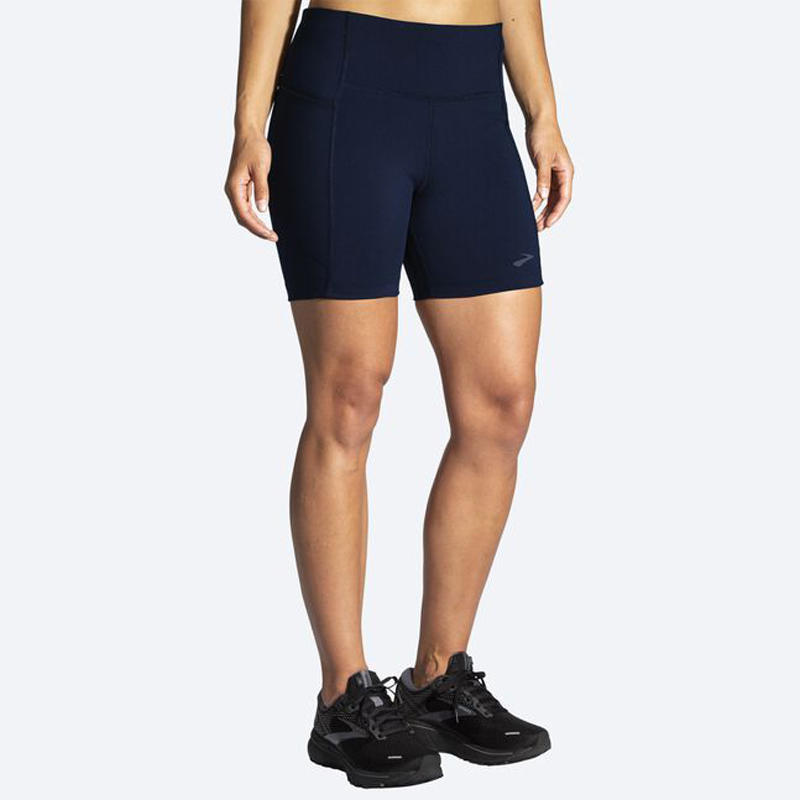 شورت تایت ورزشی زنانه بروکس Brooks Moment 5 short Tight 01 سرمه ای