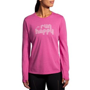 بلوز ورزشی زنانه بروکس Brooks Distance Long Sleeve 2 صورتی
