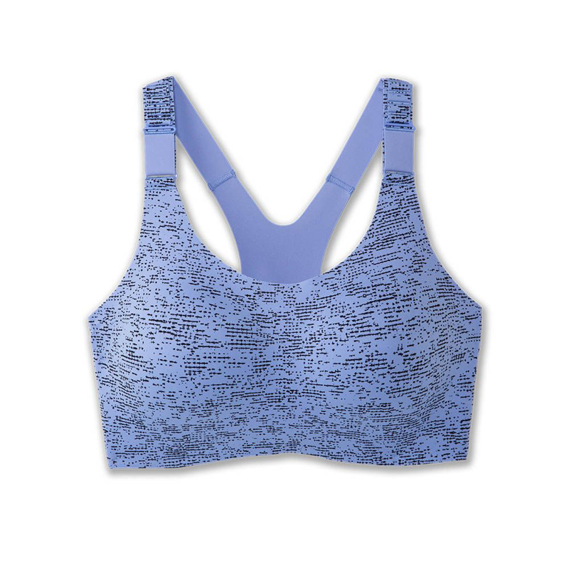 نیم تنه ورزشی بروکس Brooks Dare Racerback run bra 2 آبی طرح دار
