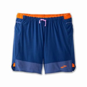 شورت ورزشی مردانه کشاله دار بروکس Brooks High Point 7 2-in-1 آبی نفتی