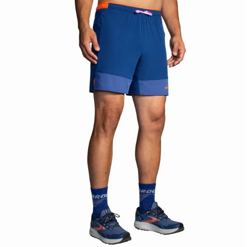 شورت ورزشی مردانه کشاله دار بروکس Brooks High Point 7 2-in-1 آبی نفتی