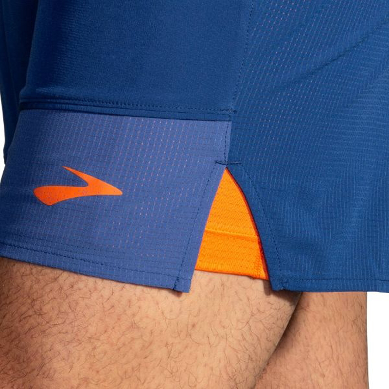 شورت ورزشی مردانه کشاله دار بروکس Brooks High Point 7 2-in-1 آبی نفتی