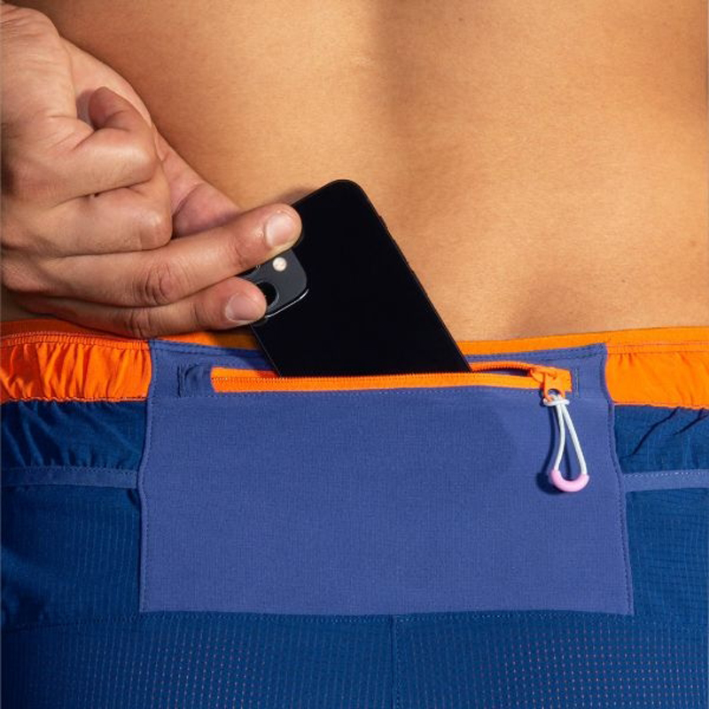 شورت ورزشی مردانه کشاله دار بروکس Brooks High Point 7 2-in-1 آبی نفتی