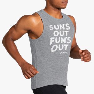 تاپ ورزشی مردانه بروکس Brooks Distance Tank 2 01 طوسی