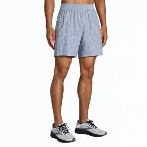 شورت ورزشی مردانه کشاله دار بروکس Brooks Sherpa 7 2-in-1 طوسی طرح دار