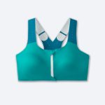 سوتین زیپ دار ورزشی بروکس Brooks Dare Zip run bra 2 سبز آبی