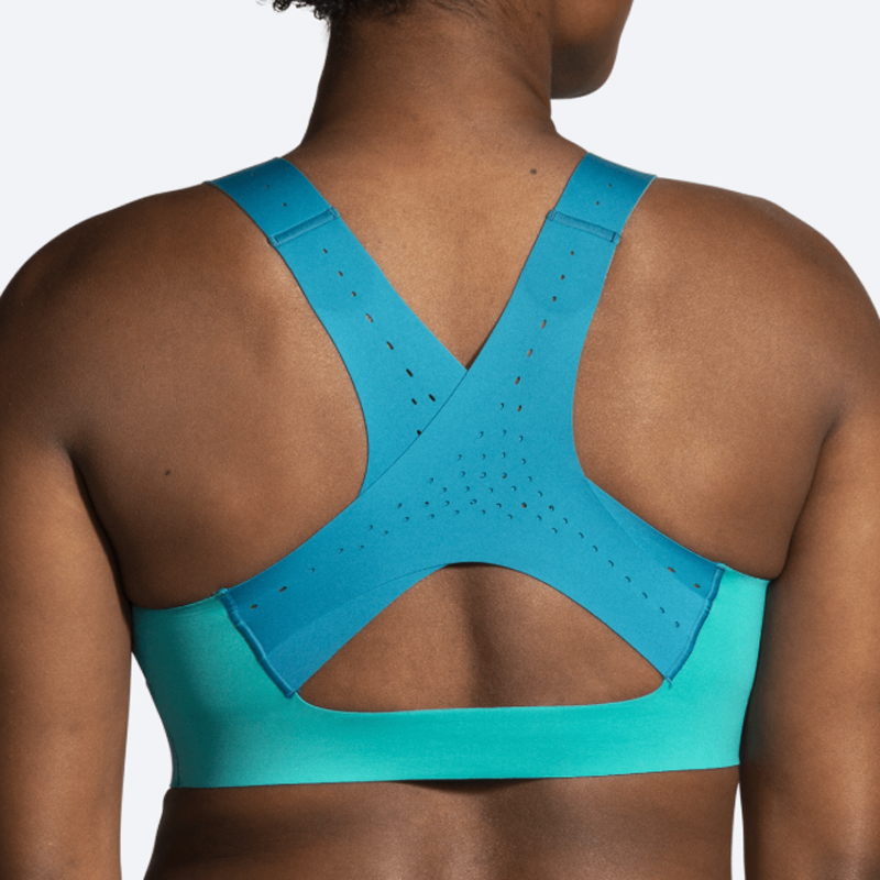 سوتین زیپ دار ورزشی بروکس Brooks Dare Zip run bra 2 سبز آبی