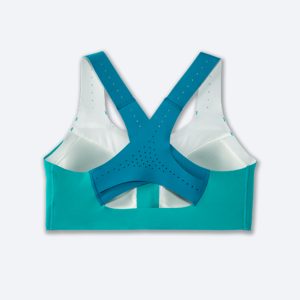 سوتین زیپ دار ورزشی بروکس Brooks Dare Zip run bra 2 سبز آبی