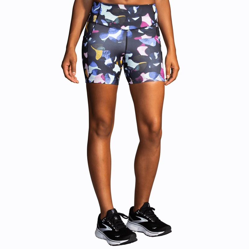 شورت تایت ورزشی زنانه بروکس Brooks Method 5 Short Tight مشکی طرح دار