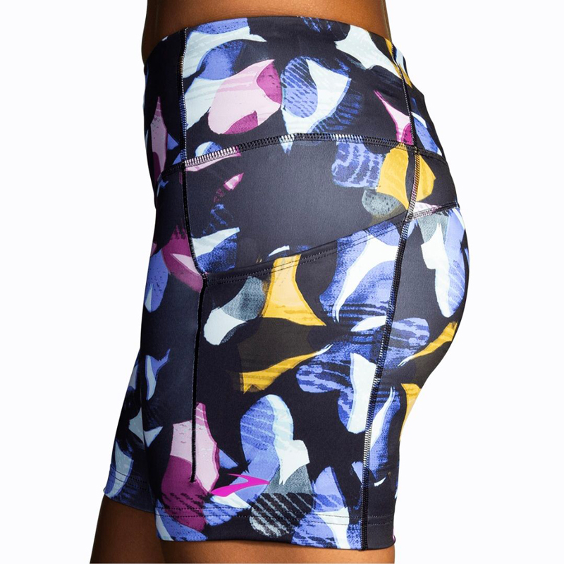 شورت تایت ورزشی زنانه بروکس Brooks Method 5 Short Tight مشکی طرح دار