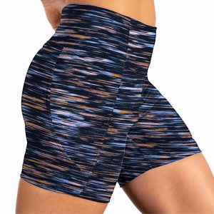 شورت تایت ورزشی زنانه بروکس Brooks Moment 5 short Tight 01 سرمه ای طرح دار