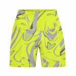 شورت تایت ورزشی زنانه بروکس Brooks Moment 5 short Tight زرد فسفری طرح دار