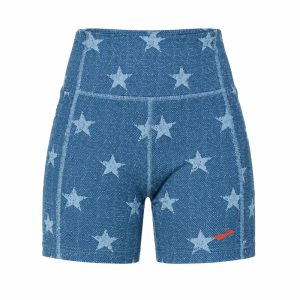 شورت تایت ورزشی زنانه بروکس Brooks Moment 5 short Tight سرمه ای طرح دار